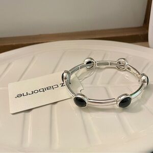 🎁3/$15 NWT Liz Claiborne Silver & Black Stone Bracelet